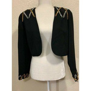 Morgan Taylor Vintage 90s Back Crop Sequin Blazer